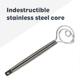 Dough whisk, stainless steel core